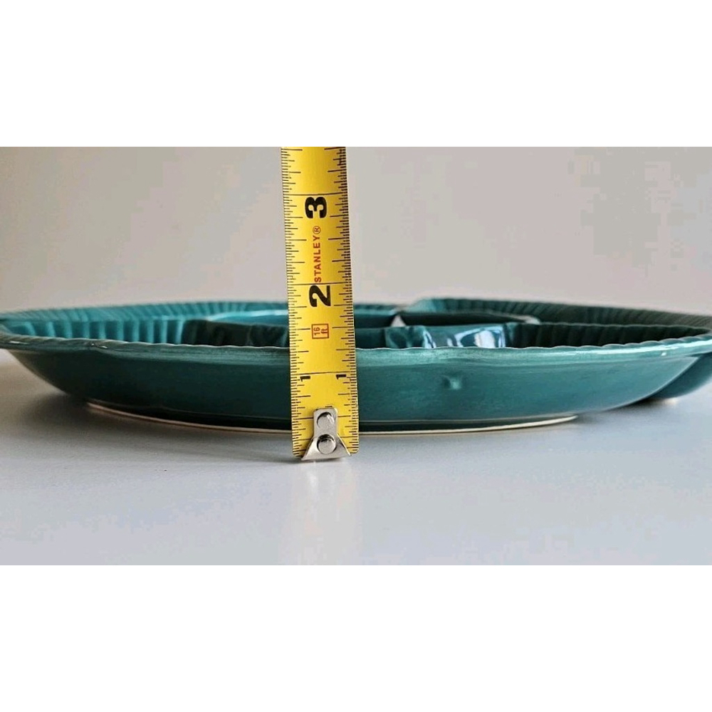 MCM California Pottery Turquoise #895 Lazy Susan 3-Piece Serving Tray Set - Picture 5 of 12